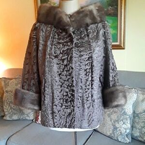 Persian Lamb Mink trimmed crop jacket, 1950's